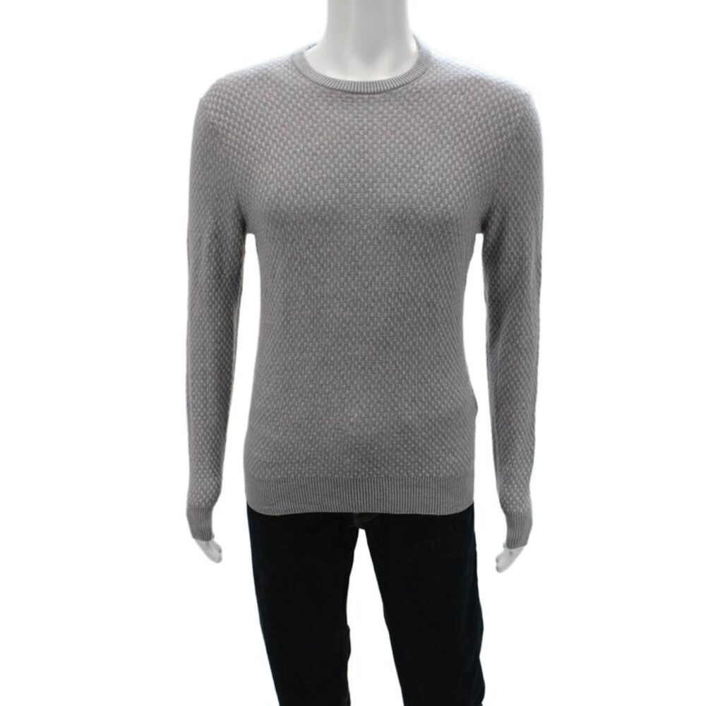 Ferrante Mens Pullover Crewneck Gray Geometric Wool Fall Size IT 50